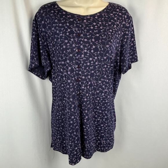 Fashion Bug Vintage Floral Blouse | Women’s XL | Blue Button Front Top - Picture 1 of 14